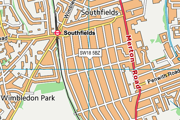 SW18 5BZ map - OS VectorMap District (Ordnance Survey)