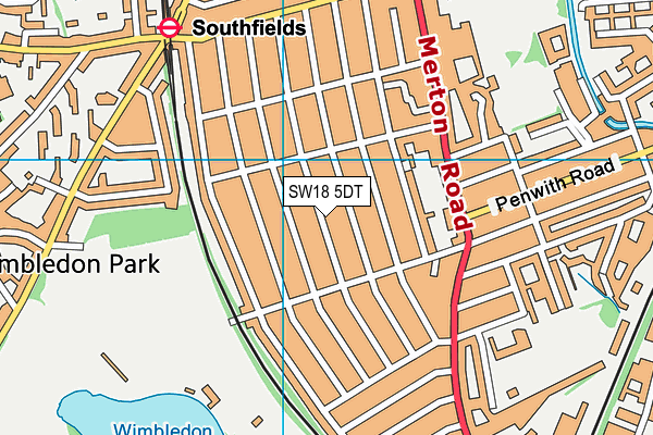 SW18 5DT map - OS VectorMap District (Ordnance Survey)