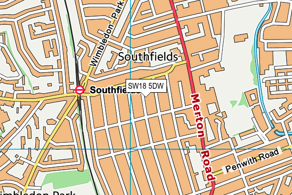 SW18 5DW map - OS VectorMap District (Ordnance Survey)