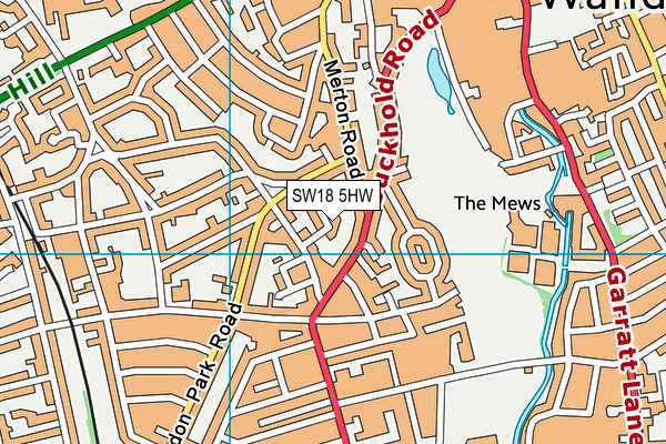 SW18 5HW map - OS VectorMap District (Ordnance Survey)