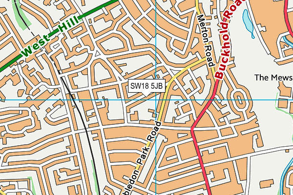 SW18 5JB map - OS VectorMap District (Ordnance Survey)