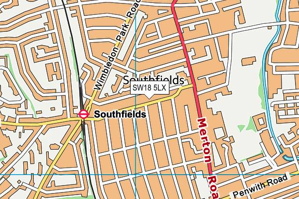 SW18 5LX map - OS VectorMap District (Ordnance Survey)