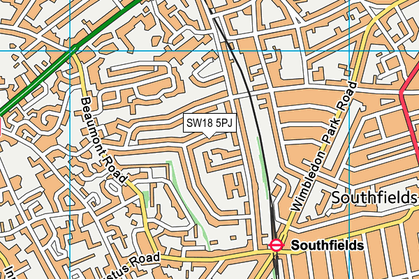SW18 5PJ map - OS VectorMap District (Ordnance Survey)