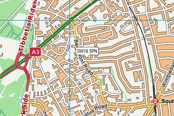 SW18 5PN map - OS VectorMap District (Ordnance Survey)