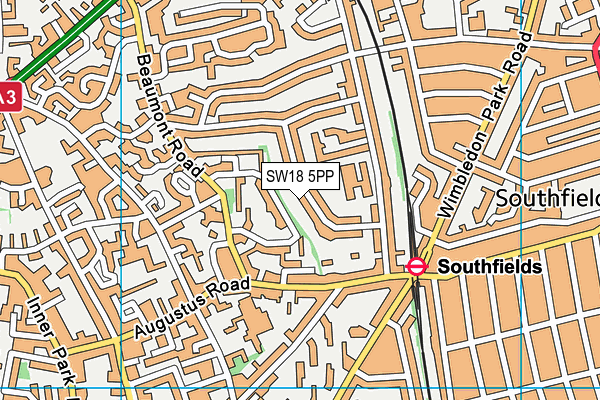 SW18 5PP map - OS VectorMap District (Ordnance Survey)
