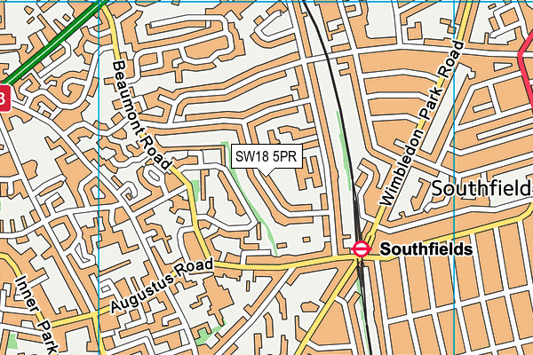 SW18 5PR map - OS VectorMap District (Ordnance Survey)