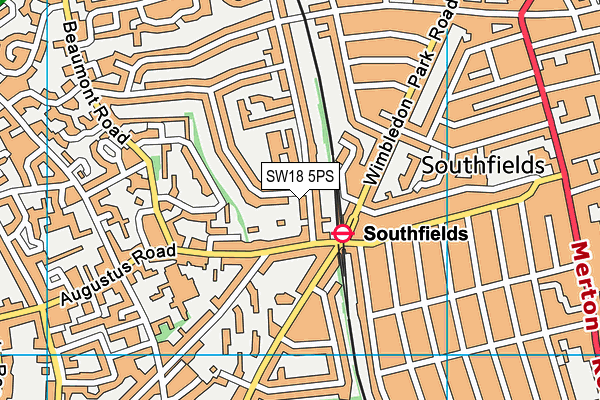 SW18 5PS map - OS VectorMap District (Ordnance Survey)