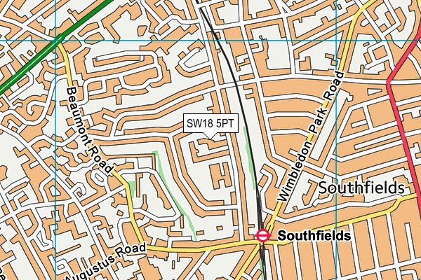 SW18 5PT map - OS VectorMap District (Ordnance Survey)