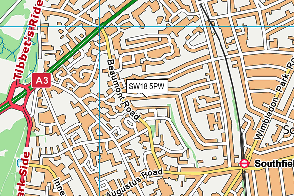 SW18 5PW map - OS VectorMap District (Ordnance Survey)