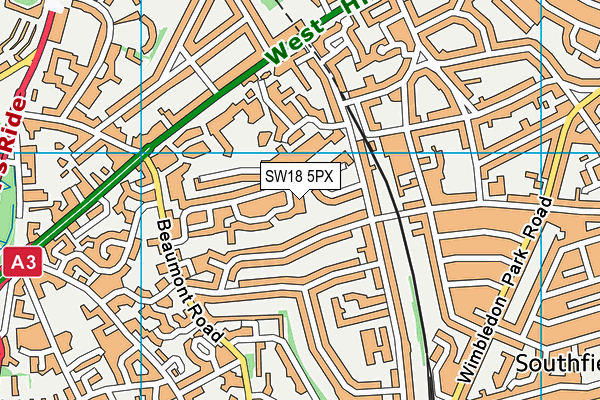SW18 5PX map - OS VectorMap District (Ordnance Survey)