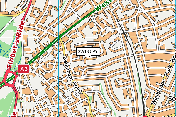 SW18 5PY map - OS VectorMap District (Ordnance Survey)