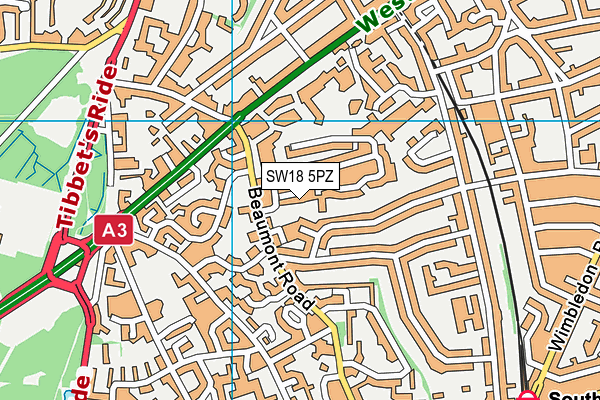 SW18 5PZ map - OS VectorMap District (Ordnance Survey)