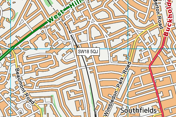 SW18 5QJ map - OS VectorMap District (Ordnance Survey)