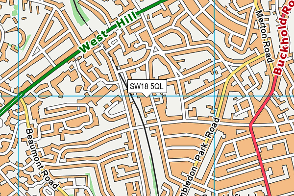 SW18 5QL map - OS VectorMap District (Ordnance Survey)