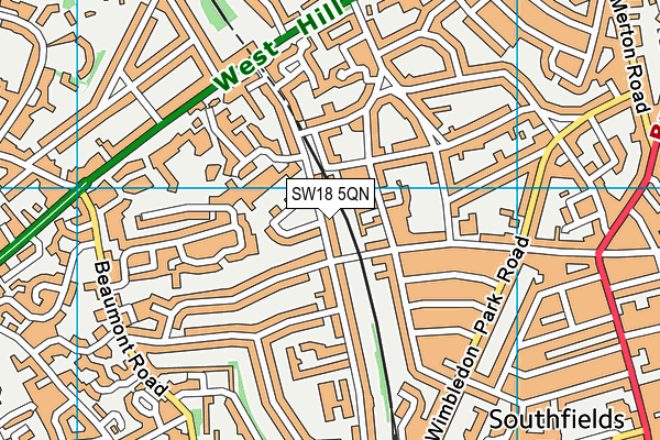 SW18 5QN map - OS VectorMap District (Ordnance Survey)
