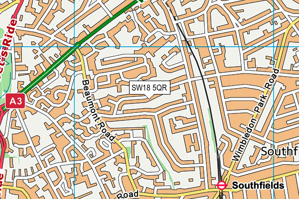 SW18 5QR map - OS VectorMap District (Ordnance Survey)