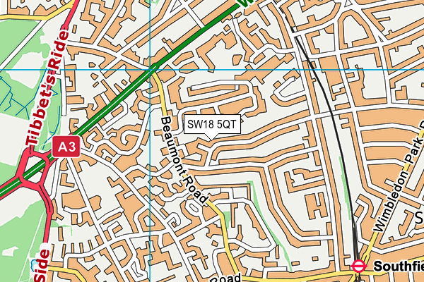 SW18 5QT map - OS VectorMap District (Ordnance Survey)