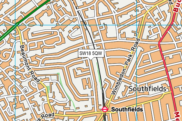 SW18 5QW map - OS VectorMap District (Ordnance Survey)