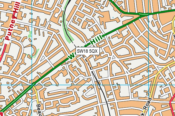SW18 5QX map - OS VectorMap District (Ordnance Survey)