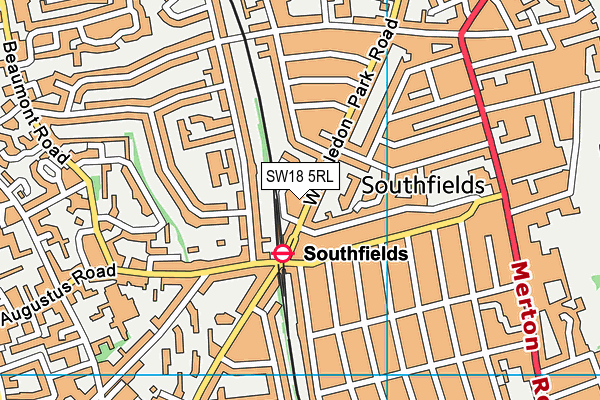 SW18 5RL map - OS VectorMap District (Ordnance Survey)