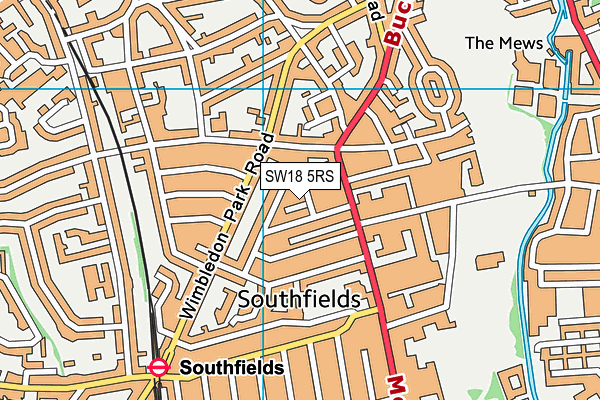 SW18 5RS map - OS VectorMap District (Ordnance Survey)