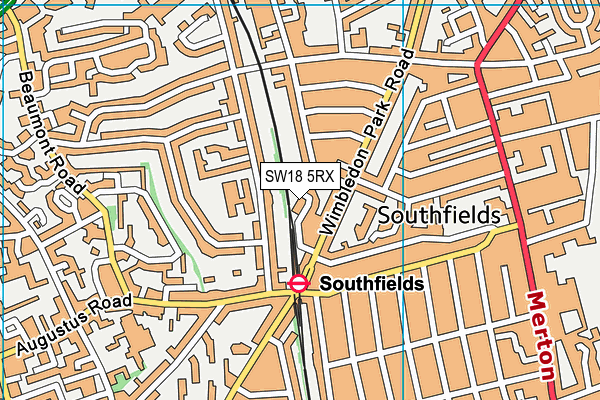 SW18 5RX map - OS VectorMap District (Ordnance Survey)