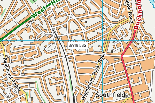 SW18 5SG map - OS VectorMap District (Ordnance Survey)