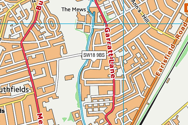 SW18 9BS map - OS VectorMap District (Ordnance Survey)