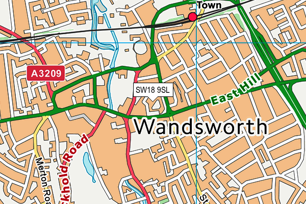 SW18 9SL map - OS VectorMap District (Ordnance Survey)