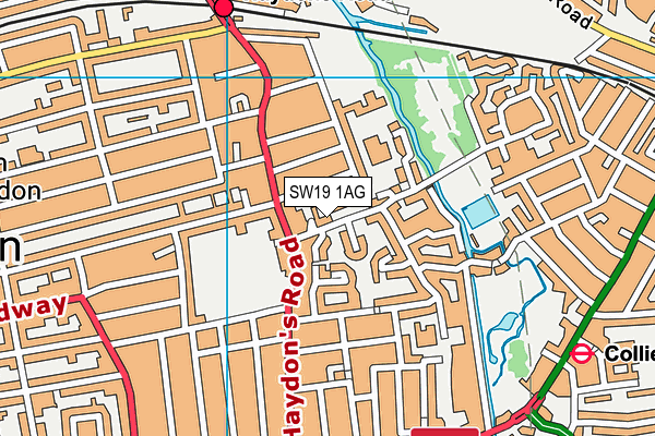 SW19 1AG map - OS VectorMap District (Ordnance Survey)