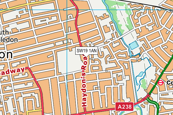 SW19 1AN map - OS VectorMap District (Ordnance Survey)