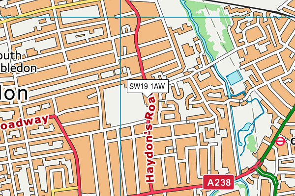 SW19 1AW map - OS VectorMap District (Ordnance Survey)
