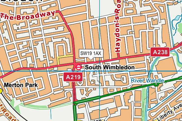 SW19 1AX map - OS VectorMap District (Ordnance Survey)