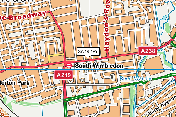 SW19 1AY map - OS VectorMap District (Ordnance Survey)
