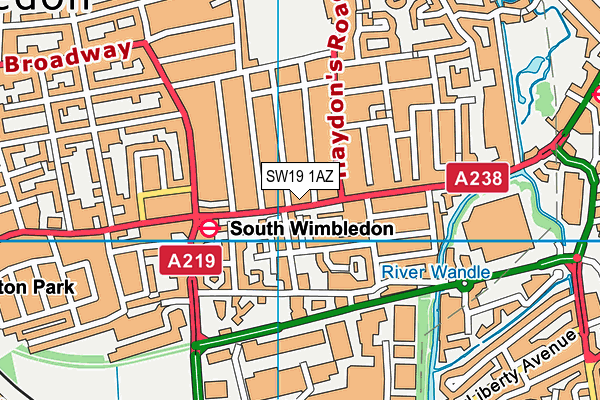 SW19 1AZ map - OS VectorMap District (Ordnance Survey)