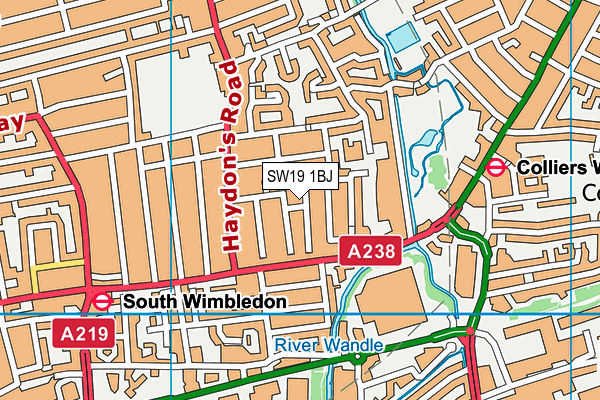 SW19 1BJ map - OS VectorMap District (Ordnance Survey)