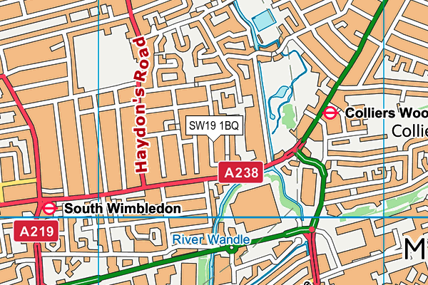 SW19 1BQ map - OS VectorMap District (Ordnance Survey)