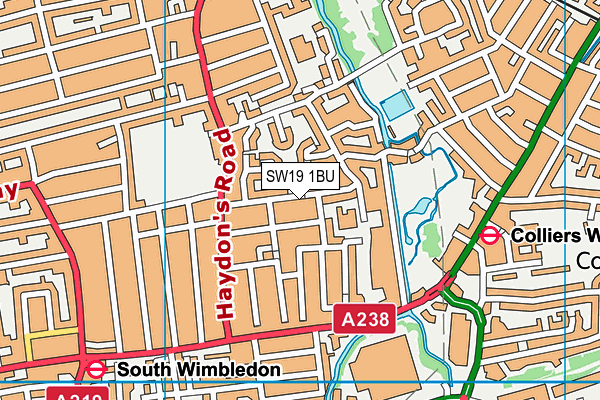 SW19 1BU map - OS VectorMap District (Ordnance Survey)