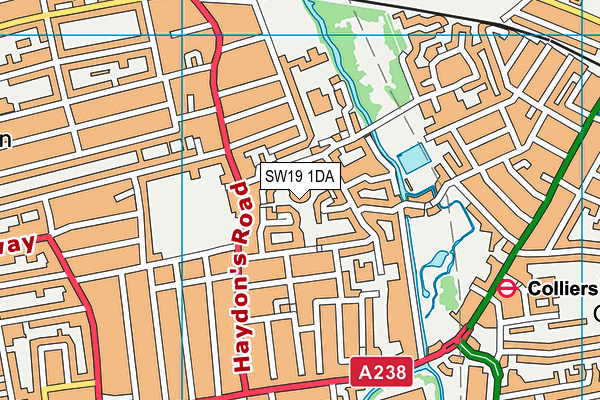 SW19 1DA map - OS VectorMap District (Ordnance Survey)