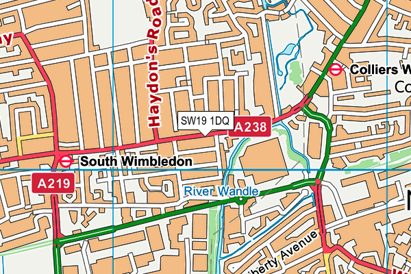 SW19 1DQ map - OS VectorMap District (Ordnance Survey)