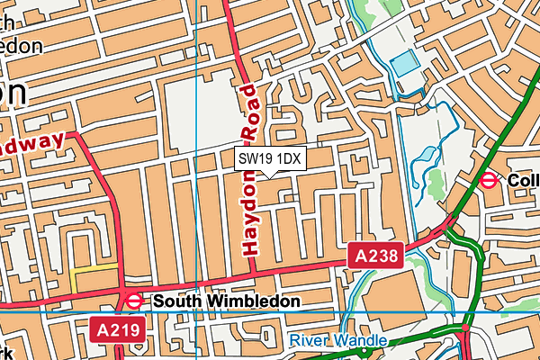SW19 1DX map - OS VectorMap District (Ordnance Survey)