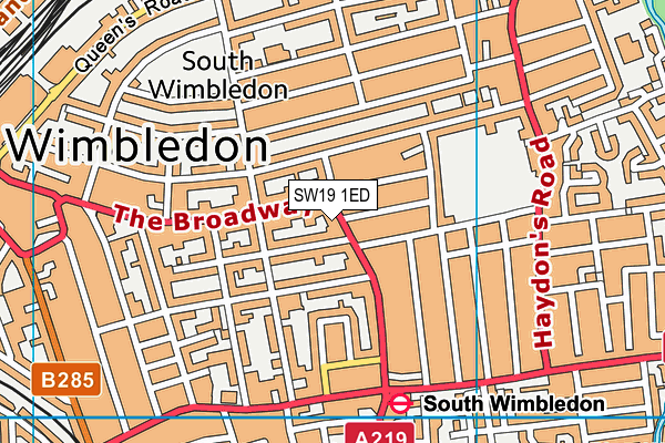 SW19 1ED map - OS VectorMap District (Ordnance Survey)