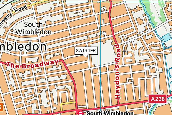 SW19 1ER map - OS VectorMap District (Ordnance Survey)