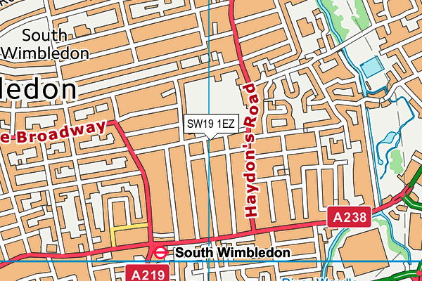 SW19 1EZ map - OS VectorMap District (Ordnance Survey)