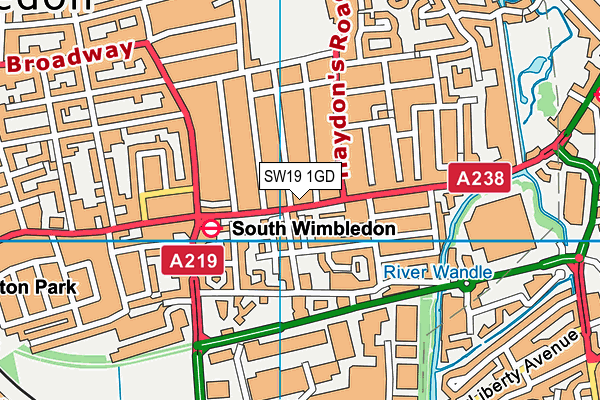 SW19 1GD map - OS VectorMap District (Ordnance Survey)