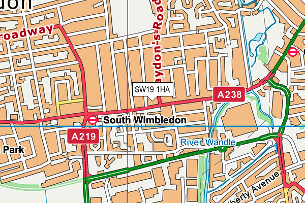 SW19 1HA map - OS VectorMap District (Ordnance Survey)