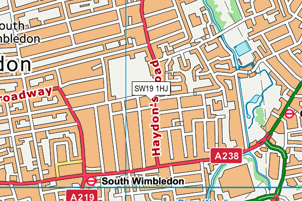 SW19 1HJ map - OS VectorMap District (Ordnance Survey)