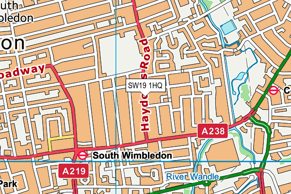 SW19 1HQ map - OS VectorMap District (Ordnance Survey)