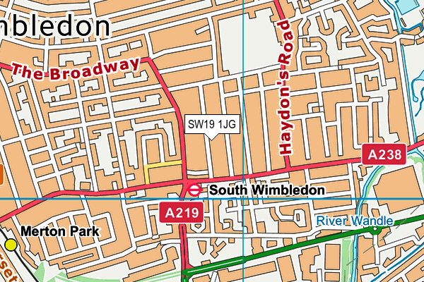 SW19 1JG map - OS VectorMap District (Ordnance Survey)