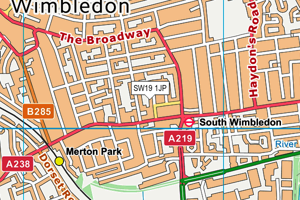 SW19 1JP map - OS VectorMap District (Ordnance Survey)